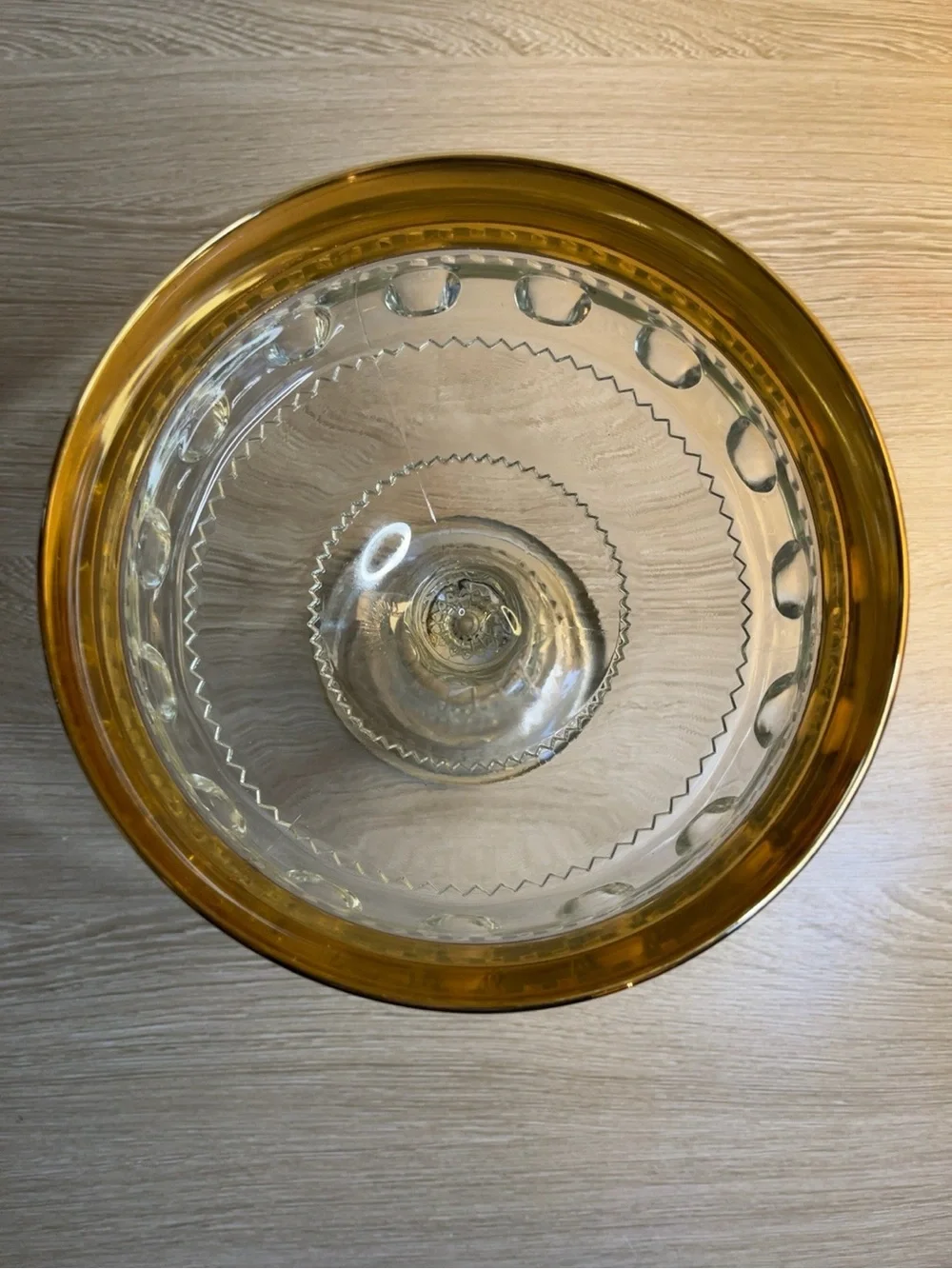 Gold-Rimmed Glass Compote Bowl - Elegant Home Dining Centerpiece